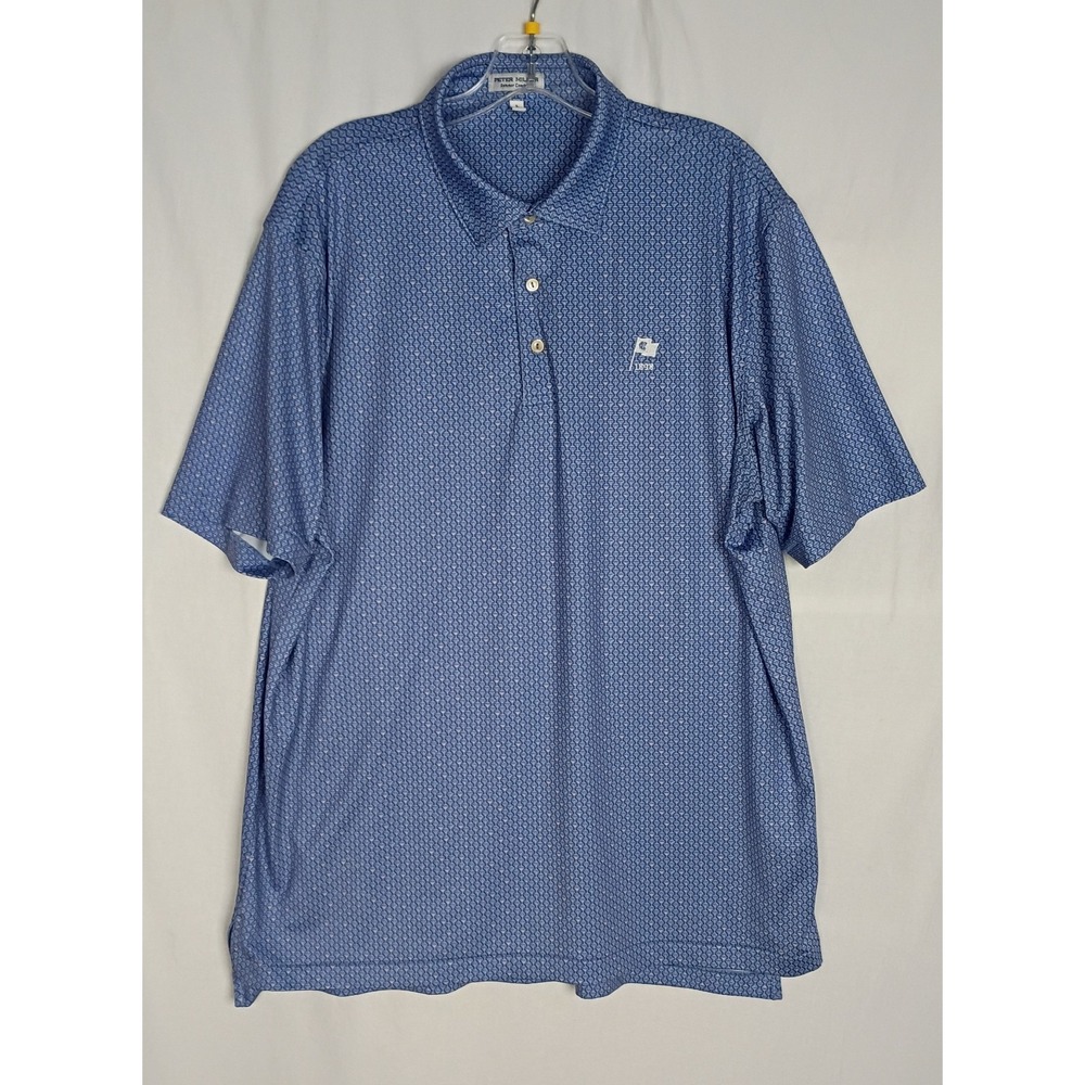 Peter Millar Summer Confort Men's Sz L Blue Golf Polo Cape May Golf Club 1898